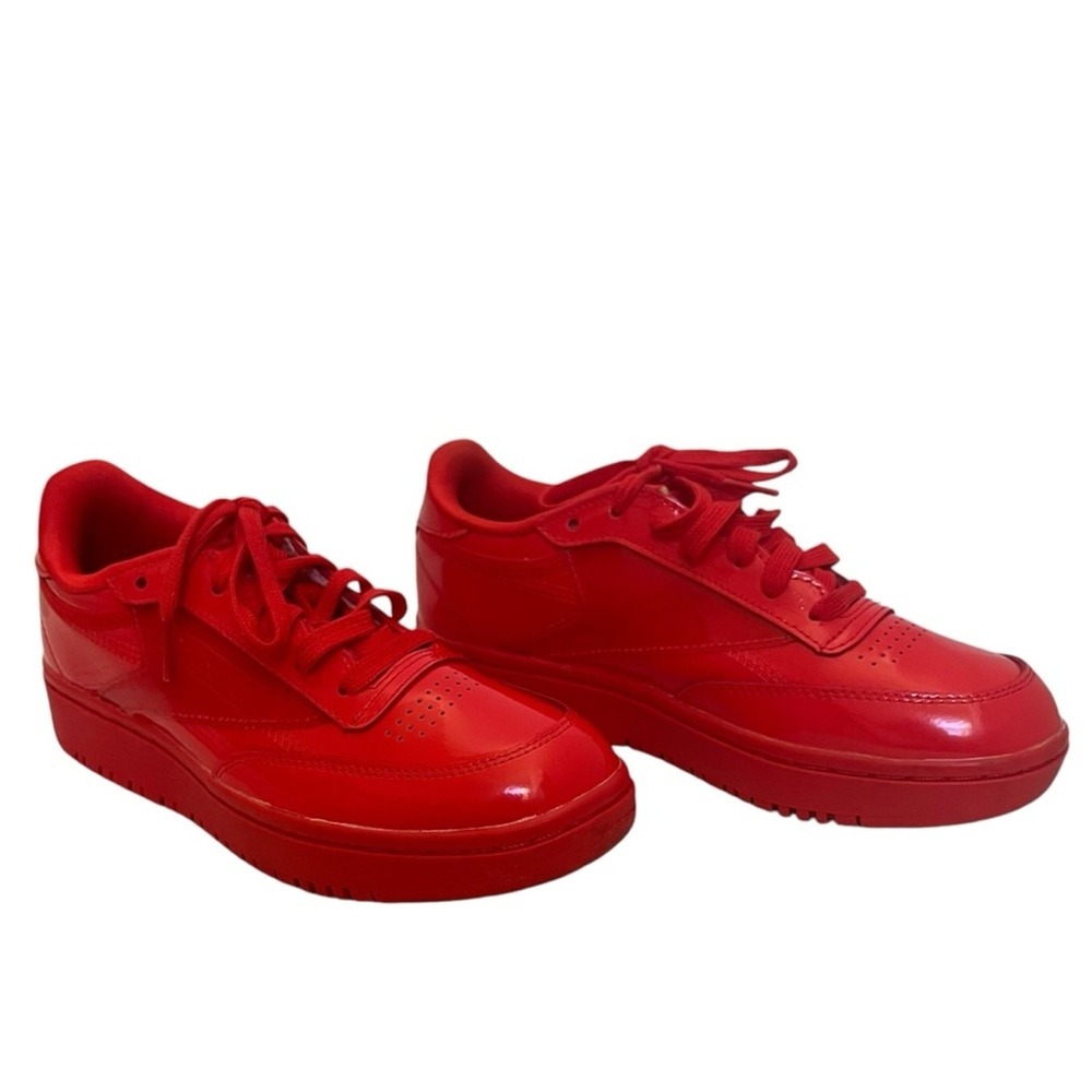 Reebok Club C Double Red Patent Leather Platform Sneakers FZ5219 Womens 8